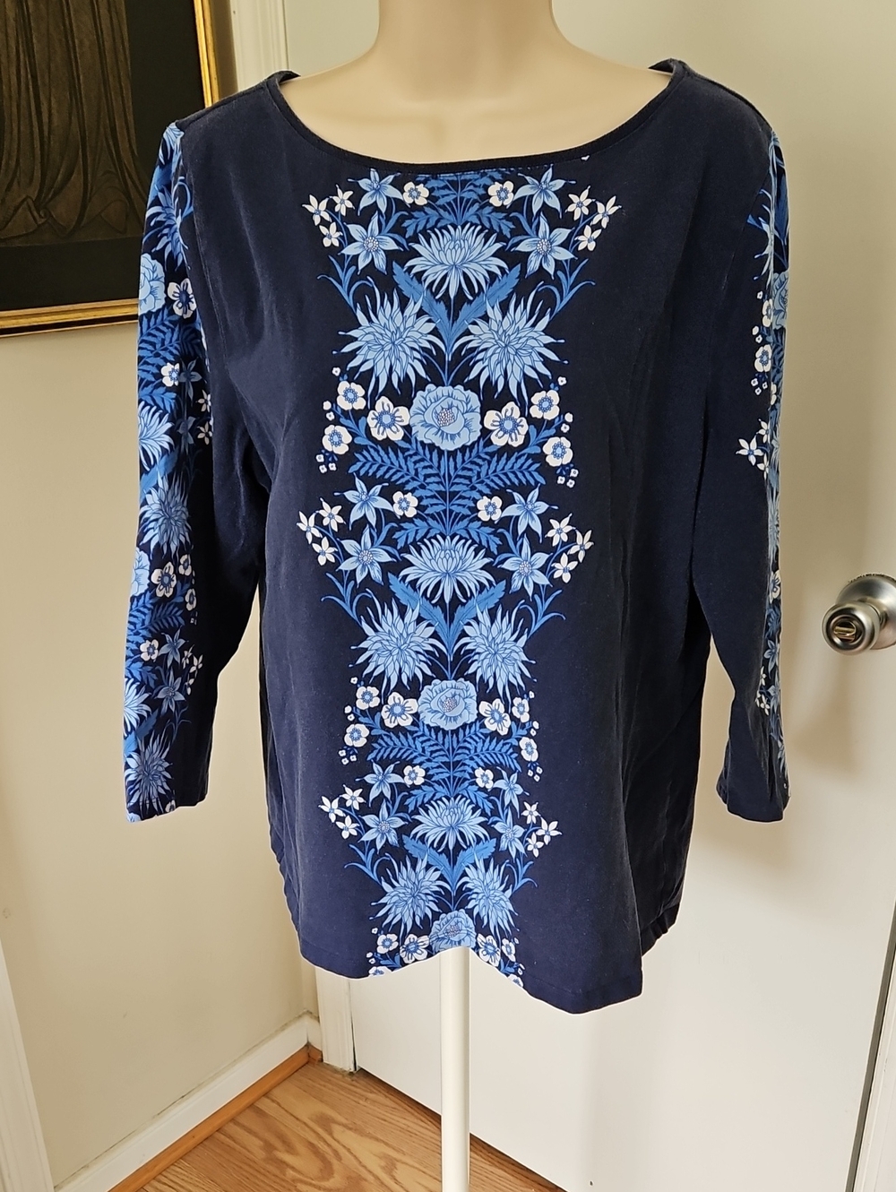 Talbots Blue Floral Top Size XL